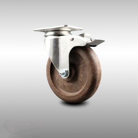 Service Caster 5 Inch 316SS High Temp Glass Filled Nylon Top Plate Caster with Total Lock Brake SCC-SS316TTL20S514-GFNSHT